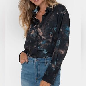 Peace Love World Women’s Button-Front Drama Blouse Size XXS